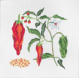 click here to view larger image of Botanical Spice Tile - Paprika (hand painted canvases)