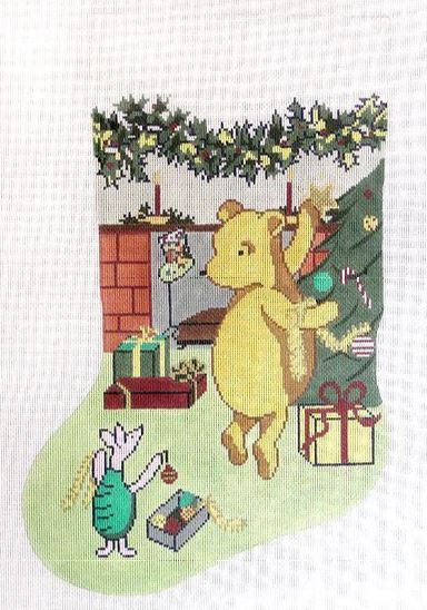 click here to view larger image of Pooh Stocking (hand painted canvases)