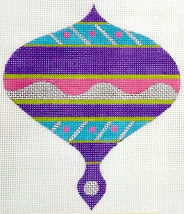 click here to view larger image of Lavender Stripes Ornament (w/Ribbon) (hand painted canvases)
