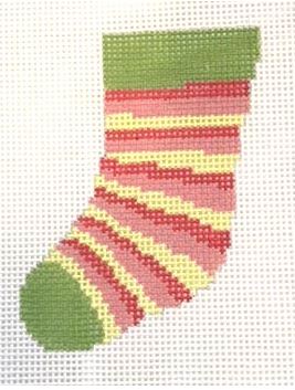 click here to view larger image of Multiple Stripes Mini Sock (hand painted canvases)