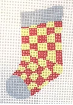 click here to view larger image of Checkerboard Mini Sock (hand painted canvases)