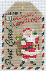 click here to view larger image of Gift Tag - Seasons Greetings Santa (hand painted canvases)