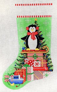 click here to view larger image of Peppermint Peguin Party (hand painted canvases)