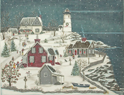 click here to view larger image of Christmas at the Lightkeepers (hand painted canvases)