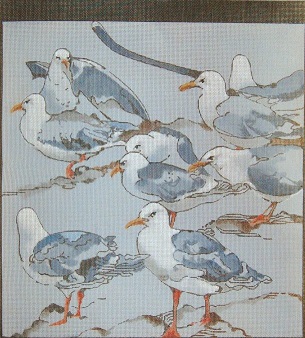 click here to view larger image of Seagulls Tapestry (hand painted canvases)
