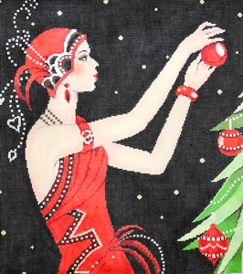 click here to view larger image of Art Deco Lady Christmas (hand painted canvases)