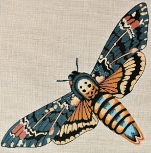 click here to view larger image of Moth Blue and Gold (hand painted canvases)