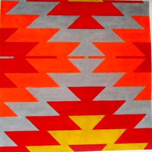 click here to view larger image of Kilim Star Red, Gray, and Peach (hand painted canvases)
