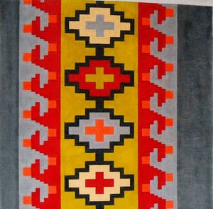 click here to view larger image of Kilim Wave Red, Gray, Dk Gray, Yellow Green (hand painted canvases)