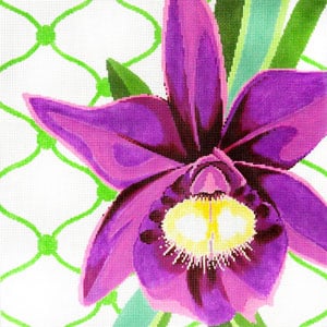 click here to view larger image of Purple Orchid on Lace (hand painted canvases)