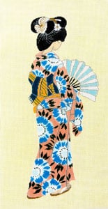 click here to view larger image of Geisha - Yellow Background (hand painted canvases)
