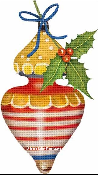 click here to view larger image of Ornaments - Striped Holly (hand painted canvases)