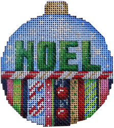 click here to view larger image of Noel / Stripes Ball Ornament Large (hand painted canvases)