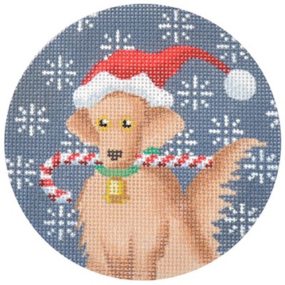 click here to view larger image of Golden Retriever Xmas Circle (hand painted canvases)