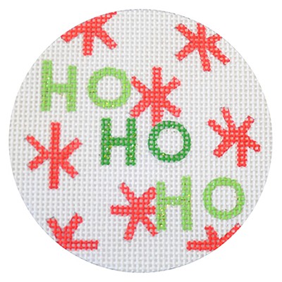 click here to view larger image of Ho Ho Ho Christmas Circle White (hand painted canvases)