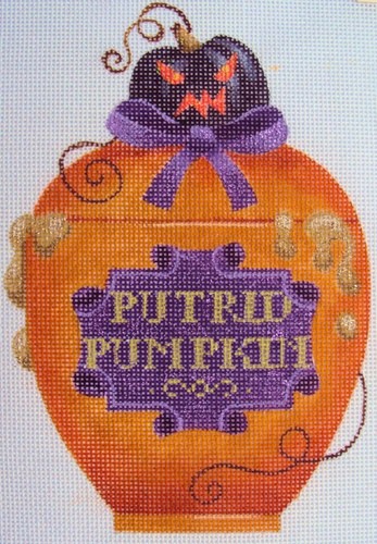 click here to view larger image of Putrid Pumpkin Halloween Bottle (hand painted canvases)