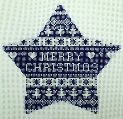 click here to view larger image of Navy Nordic Star Merry Christmas (hand painted canvases)