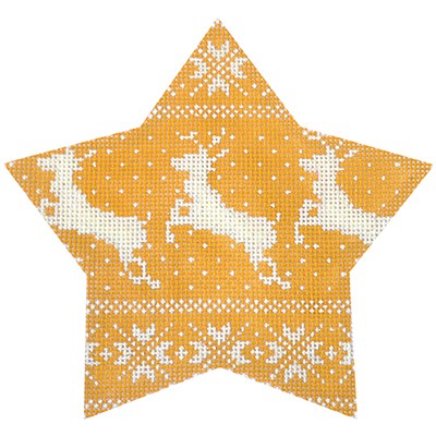 click here to view larger image of Nordic Reindeer Xmas Star Gold (hand painted canvases)