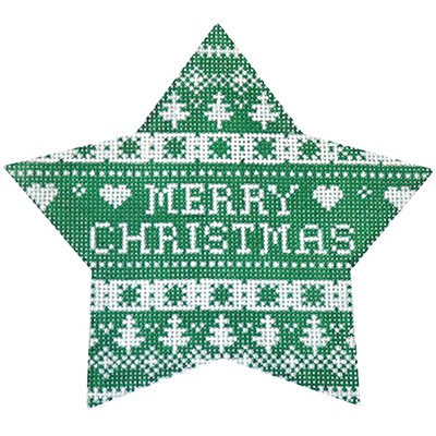 click here to view larger image of Green Nordic Star Merry Christmas (hand painted canvases)