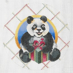 click here to view larger image of Panda With Gift Ornament (hand painted canvases)