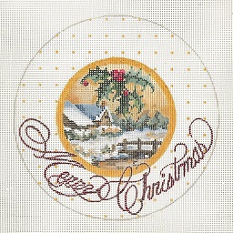 click here to view larger image of Merry Christmas - House - Holly Ornament (hand painted canvases)