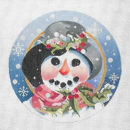 click here to view larger image of Frosty With Coal Teeth Ornament (hand painted canvases)