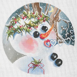 click here to view larger image of Mrs. Snowman - Tree - Moon Ornament (hand painted canvases)