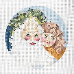 click here to view larger image of Santa And Girl Ornament (hand painted canvases)