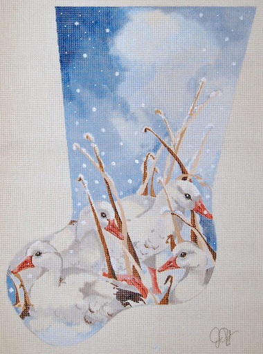 click here to view larger image of Snow Geese And Pond Reeds Stocking (hand painted canvases)