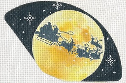 click here to view larger image of Santa and Reindeer - Full Moon Fan (hand painted canvases)