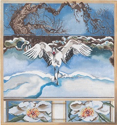 click here to view larger image of Japanese Snow Crane - Pine Bough (hand painted canvases)