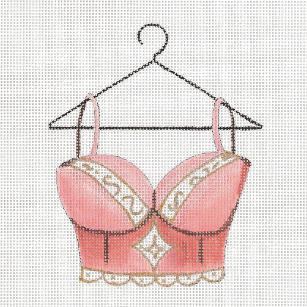 click here to view larger image of Peach Lace Bra (hand painted canvases)