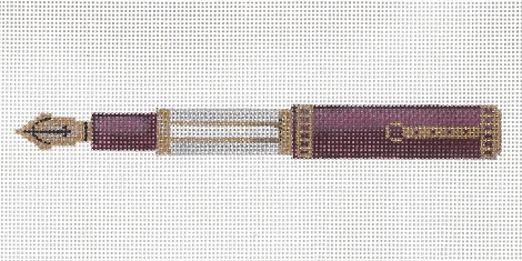 click here to view larger image of Burgundy And Mother -Of- Pearl Pen (hand painted canvases)