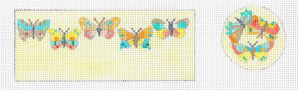 click here to view larger image of Butterflies Pin Cushion (hand painted canvases)