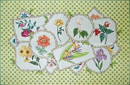 click here to view larger image of Twig Frame Floral Rug (hand painted canvases)