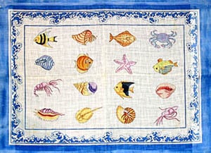 click here to view larger image of Shells, Fish, and Single Sea Spray Border (hand painted canvases)