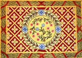 click here to view larger image of Floral Geometric with Ribbon & Leaf Border (hand painted canvases)