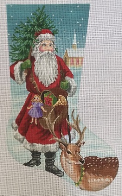 click here to view larger image of Old World Santa Stocking (hand painted canvases)