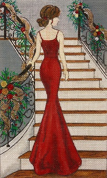 click here to view larger image of Lady in Christmas Red (hand painted canvases)