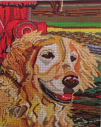 click here to view larger image of Retriever w/Hydrant (hand painted canvases)