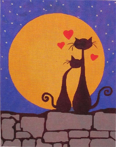 click here to view larger image of Cats in Moonlight (hand painted canvases)