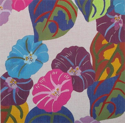 click here to view larger image of Morning Glories (hand painted canvases)