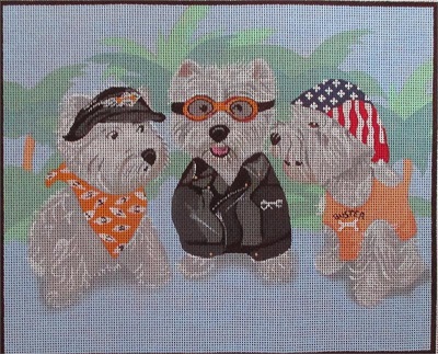 click here to view larger image of Westie "Ruff Riders" (hand painted canvases)