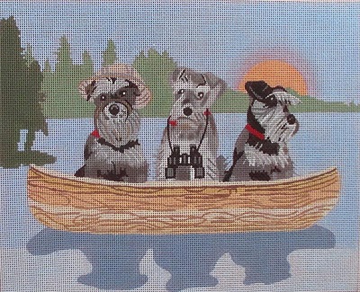 click here to view larger image of Schnauzer Lake Dogs (hand painted canvases)