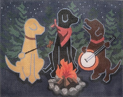 click here to view larger image of Campfire Dogs (hand painted canvases)