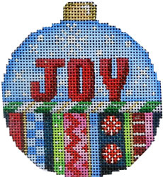 click here to view larger image of Joy / Stripes Ball Ornament Large (hand painted canvases)