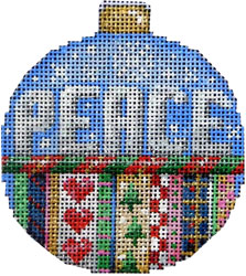 click here to view larger image of Peace / Stripes Ball Ornament Large (hand painted canvases)