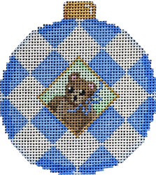 click here to view larger image of Blue Bear / Harlequin Ball Ornament (hand painted canvases)