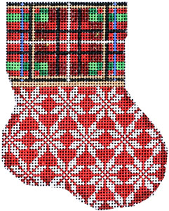 click here to view larger image of Plaid Cuff / Snowflake Mini Stocking (hand painted canvases)
