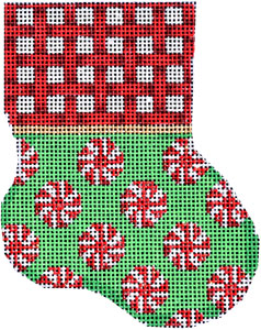 click here to view larger image of Red Woven Cuff / Peppermint Mini Stocking (hand painted canvases)